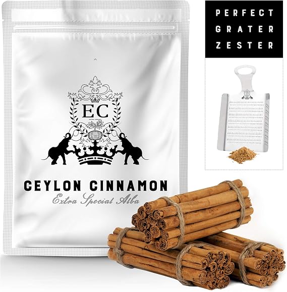 Ceylon's Finest True Alba Cinnamon | 5" Long Sticks | Fresh Harvest | Naturally Sweet Cinnamomum Zeylanicum (Verum) Sticks | Sri Lanka Luxury Spices | 1000G (Approx 170-200 Quills)