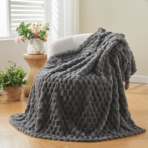 NEWCOSPLAY Fleece Clouds Cozy Throw Blanket for Couch, Grey, 50"x60"