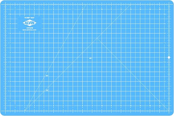 ALVIN HM Self-Healing Cutting Mat for Hobbies 12 x 18 inch | Double-Sided Blue/Grey | 3-Layer Gridded Surface for Arts, Crafts and Sewing - Model HM1218