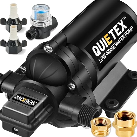 Upgraded 12V DC RV Water Pump 4.5 GPM 45 PSI Ultra-Quiet Diaphragm Pump with Smart Pressure Switch Reliable Flow for Campers, Marine, Trailers