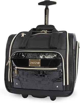 BEBE Danielle - Wheeled Under The Seat Carry On Bag Carry-On Luggage, Croc Black