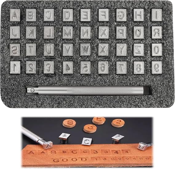 RJLCTH 37 Pcs Alphabet and Number Stamps Leather Stamping Kit
