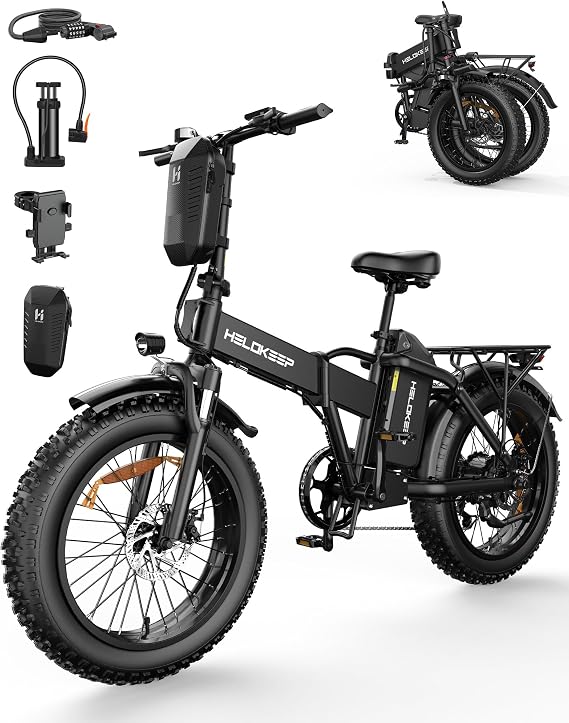 HiKeep Folding Electric Bike for Adults, 1500W Peak Fat Tire Ebike