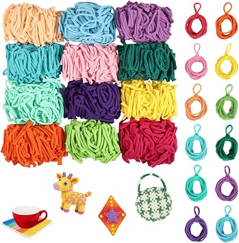 1200 Pcs Rainbow Soft Stretchy Elastic Loops, Potholder Loom, 12 Vibrant Colors, Extensible to 11.8 in, for DIY Potholder Loom Weaving Crafts, Crafting & Gifting