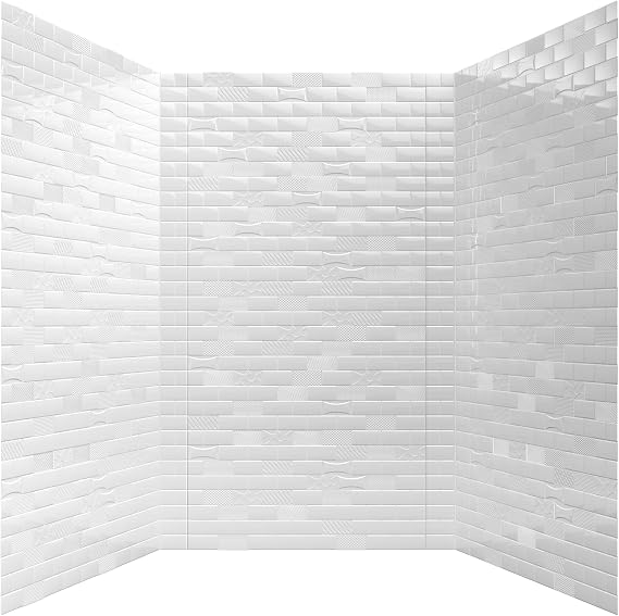 Versa Tile PVC Tub & Shower Wall Panel Surround - Gloss White, 96 Sq Ft | Grout-Free Waterproof Bathroom Wall System, Fits Standard 30-40" Tubs, DIY Glue-Up Installation