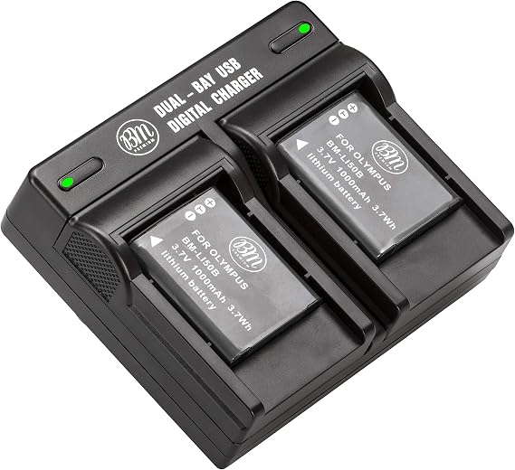 BM Premium 2-Pack oF LI-50B, LI50 Batteries and Dual Battery Charger for Olympus Stylus TG610, TG630 HIS, TG-810, TG-820, TG-830 HIS, TG-850, TG-850 IHS, TG-860, TG-870, VG-190, XZ-1, XZ-16 iHS Camera