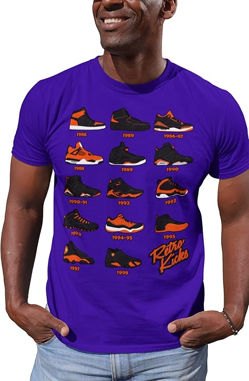 Shirt to Match Jordan Orange/Black Retro Jordan Sneakers 1 2 3 4 5 6 7 8 9 10 11 12 13, Tee to Match Jordans