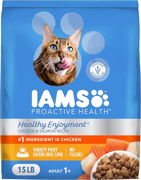 IAMS Healthy Enjoyment Dry Cat Food, Chicken & Salmon Recipe, 15 lb