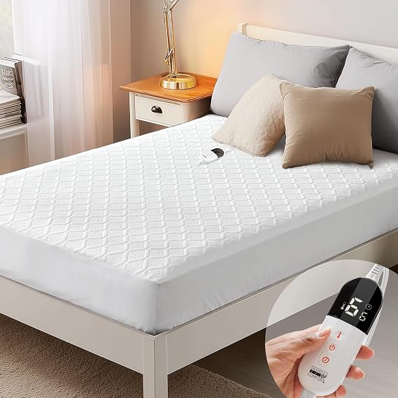 Heated Mattress Pad Full Size with Single Control, Electric Mattress Cover with 6 Heat Settings, 1-10 Hour Selectable Auto Shut-Off, 17" Deep Pocket, Washable, Soft Quilted Top