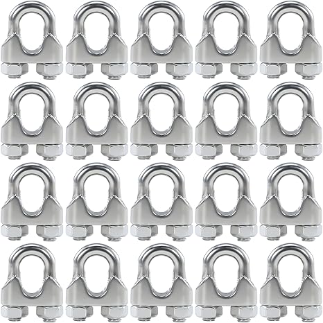 20PCS 1/8 Inches M3 Stainless Steel Wire Rope Clips Cable Clamp
