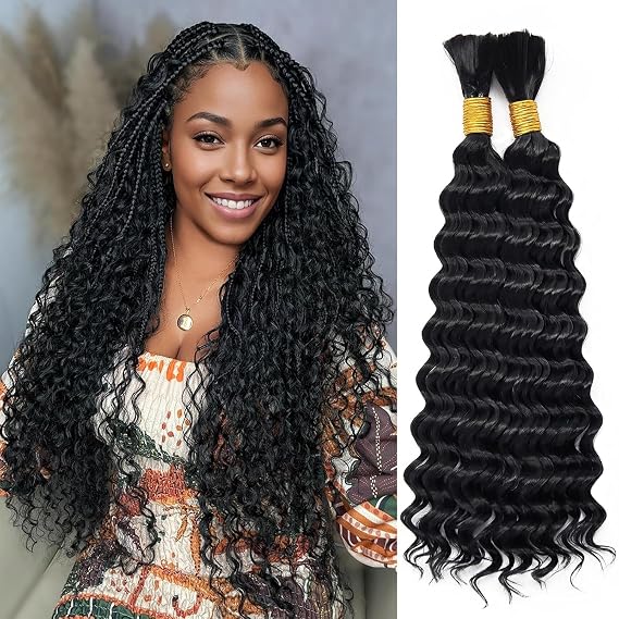 Selina Human Braiding Hair 2 Bundles Loose Deep 100g Brazilian Virgin Hair for Braiding Natural Black Color 22 Inch
