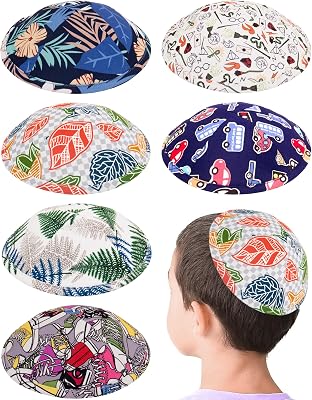 Pack of 6-Pcs - Hq Mix Colors Kippah for Boys and Kids, Yamaka Hat from Israel - Kippot Bulk 17CM Flat