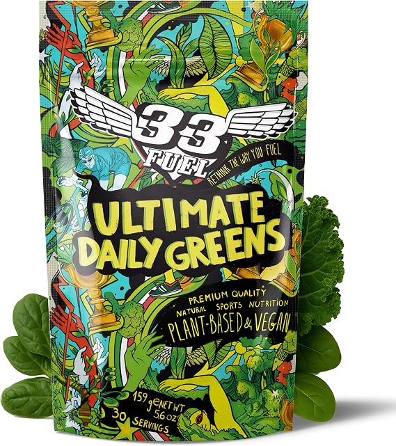 33Fuel Daily Greens Powder - UPF-Free Premium Superfood & Fibre Blend for Gut Health with only Natural Ingredients, Daily Greens Super Blend, Vegan, Handmade in the UK – Original