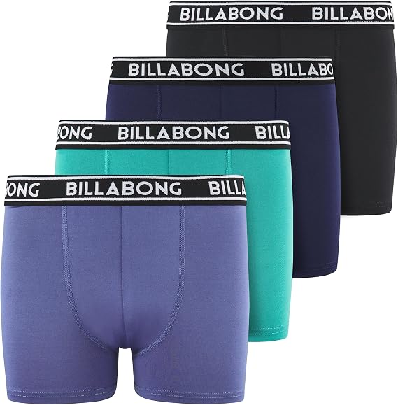 Billabong Boys Underwear, 4 Pack Durable Stretch Breathable Boxer Briefs