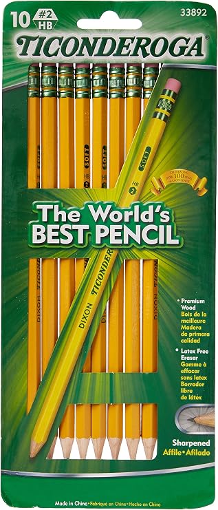 Dixon Ticonderoga No.2 Soft Pencil, Yellow, 10 Count(1-Pack)