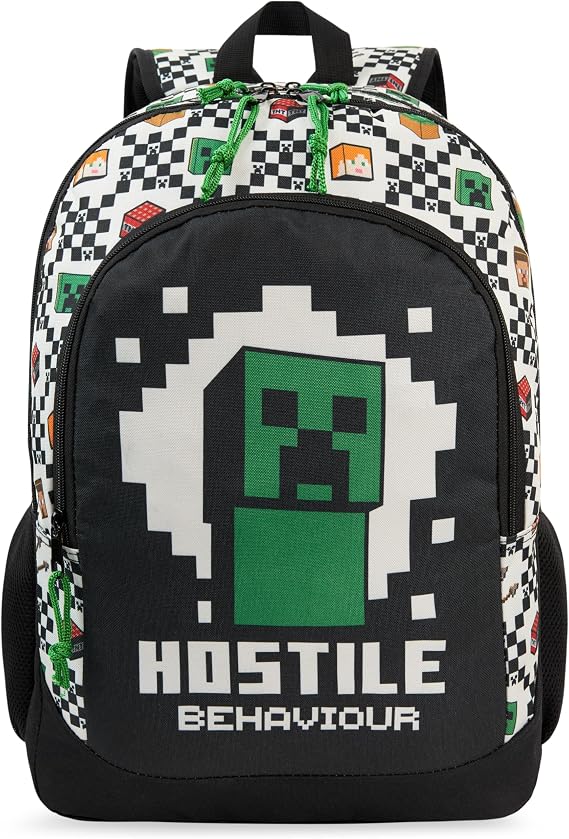 Get Trend Minecraft Boys Large Backpack, 46cm Adjustable Straps School Bag