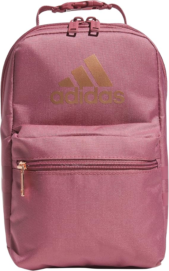 adidas Santiago Lunch Bag Cooler for Women and Men, Insulated Food Container Box with Mesh Pocket, Preloved Crimson/Rose Gold/3.0, One Size