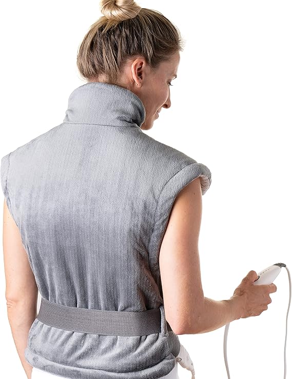 Pure Enrichment PureRelief XL Extra-Long Back & Neck Heating Pad, Safe Heat Therapy for Sore Muscles, Pain, Cramps in Neck, Back, Shoulders, 4 Heat Settings w/Auto Shut-Off, Soft Fabric (Gray)