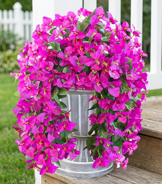 2 PCS Bougainvillea Artificial Hanging Flowers Plants for Outdoors, Purple