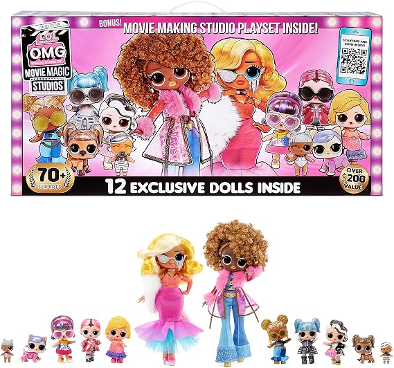 LOL Surprise OMG Movie Magic Studios with 70+ Surprises, 12 Dolls Including 2 Fashion Dolls, 4 Movie Stages, Green Screen & Accessories- Gift Toy for Girls Boys Ages 4 5 6 7+ Years