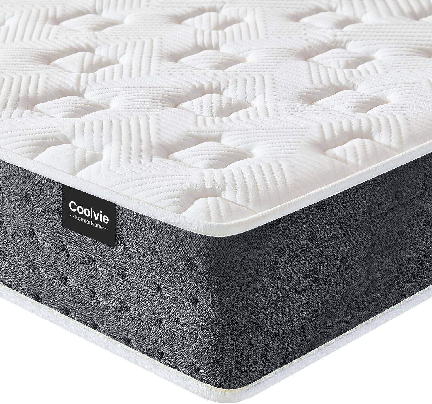 Coolvie 140 x 200 cm Mattress 7-Zone Ergonomic Spring Mattress Medium Hardness Height 20 cm Pocket Spring Mattress Motion Insulating with Gel Memory Foam Rolled Mattress Oeko-Tex Certified