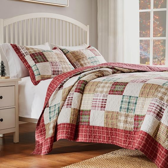 Greenland Home Oxford 100% Cotton Quilt Set, 2-Piece Twin/XL, Red