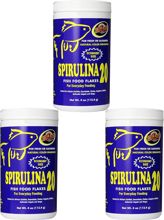 Zoo Med Spirulina 20 Flake Fish Food, 4-Ounce (3 Pack)