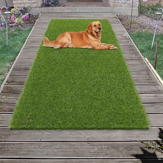 Realistic Synthetic Grass Mat - 2x6ft Thick Grass Rug for Dogs, Patio & Garden