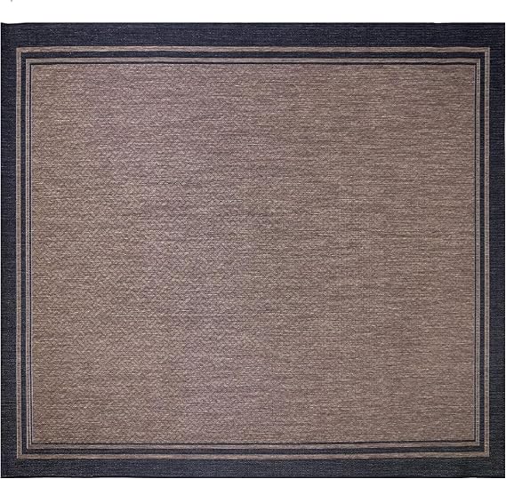 Gertmenian Indoor/Outdoor Flatweave Area Rug - 8x10 Large, Stain & UV Resistant, Ideal For Deck, Patio, Poolside, Mudroom - Simple Border, Black, 21359
