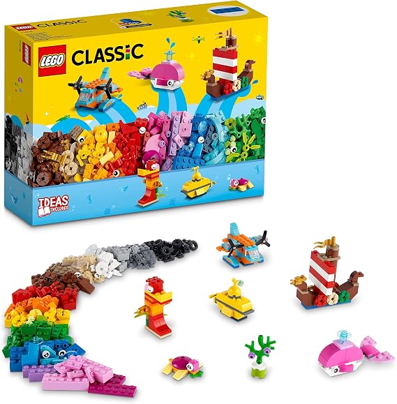 LEGO Classic Creative Ocean Entertainment Creative Toy Making Set with 6 Buildable Toys for Kids Ages 11018-4 and Over (333 Pieces)