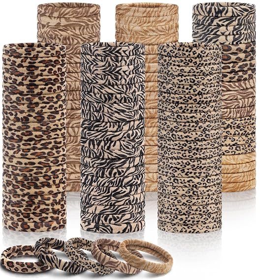 IKOCO 150PCS Seamless Hair Ties for Women, No Damage, Leopard Print