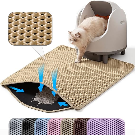 Small Cat Litter Mat, Double Layer Honeycomb Litter Box Mat