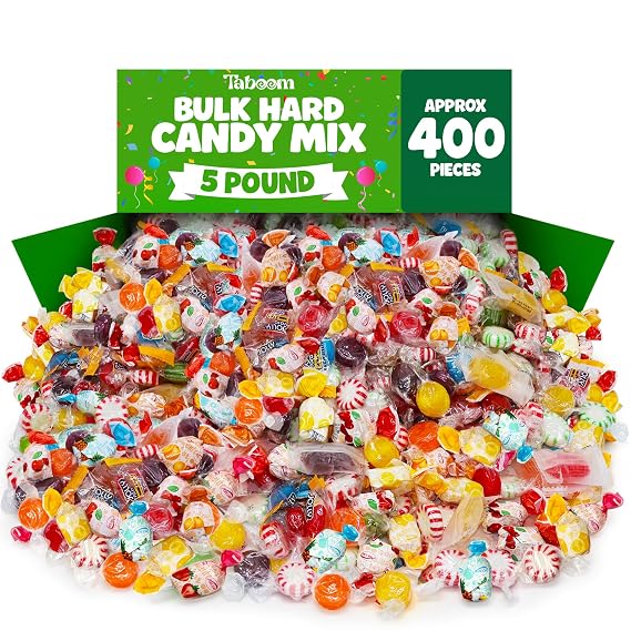 Bulk Hard Candy Variety Pack - 5 Pound Assorted Candy Mix (Approx. 400 Pieces) Individually Wrapped Classic Fruit & Mint Flavored Candies - For Parties, Candy Bowls, Offices, Pinata Fillers, Holidays & Treats