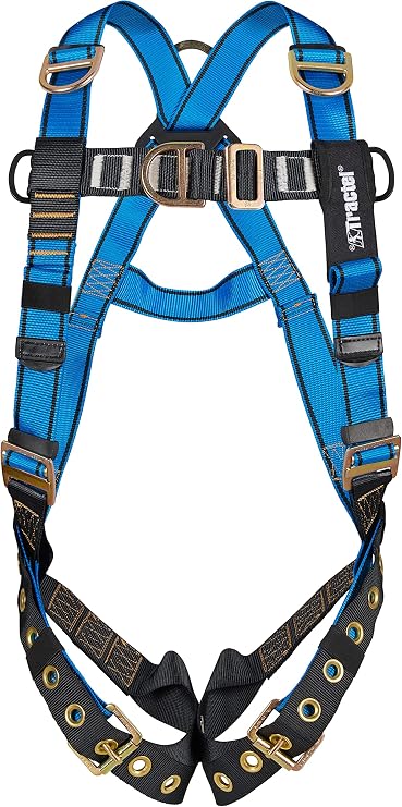 Tractel Fall Protection Safety Harness Construction Restraint Fall Arrest Harness | Dorsal D-Ring | Retrieval & Sternal D-Rings | Versafit Performance | AINSI OSHA Tested | One Size | AD714