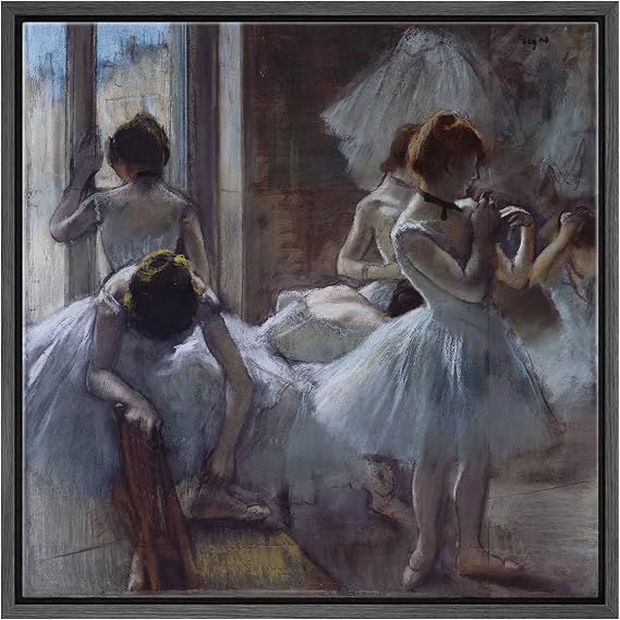 wall26 - Dancers at Rest by Edgar Degas - Framed Canvas Print Wall Art Famous Painting Reproduction - 24"x24" Black