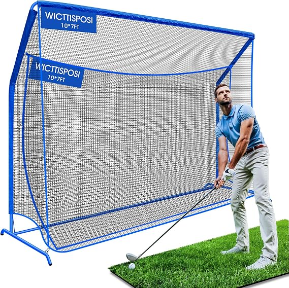 Golf Net with Extra Striking Net, Heavy Duty Golf Practice Hitting Net | For Garage Backyard Swing Chipping Driving Range, Indoor Outdoor Golf Baseball Multi Sport Use,Gifts for Men Dad Him Golfer