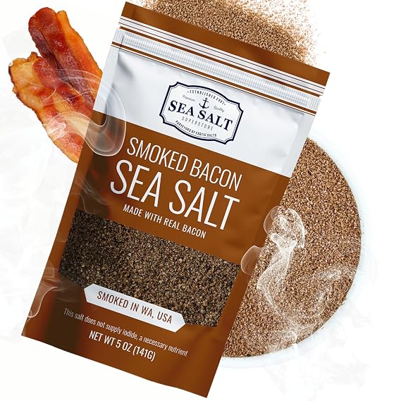 Sea Salt Superstore Bacon Seasoning Alderwood Smoked Sea Salt, 5 oz Bag