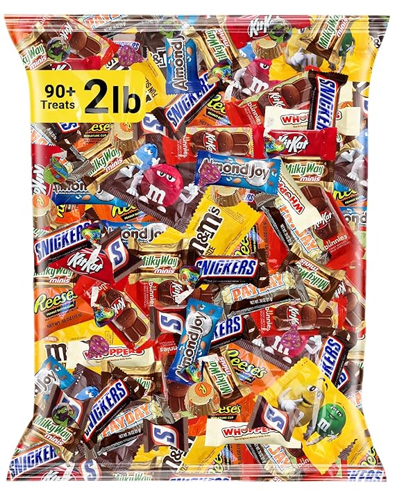Halloween Bulk Chocolate Candy Variety Pack 2 lb, 90+ Ct Fun Size Assorted