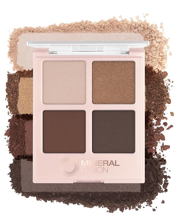 Mineral Fusion Eyeshadow Palette | Vegan Eye Makeup with Matte, Satin, and Shimmer Finishes | Natural, Lightweight Formula (Coffee Break)