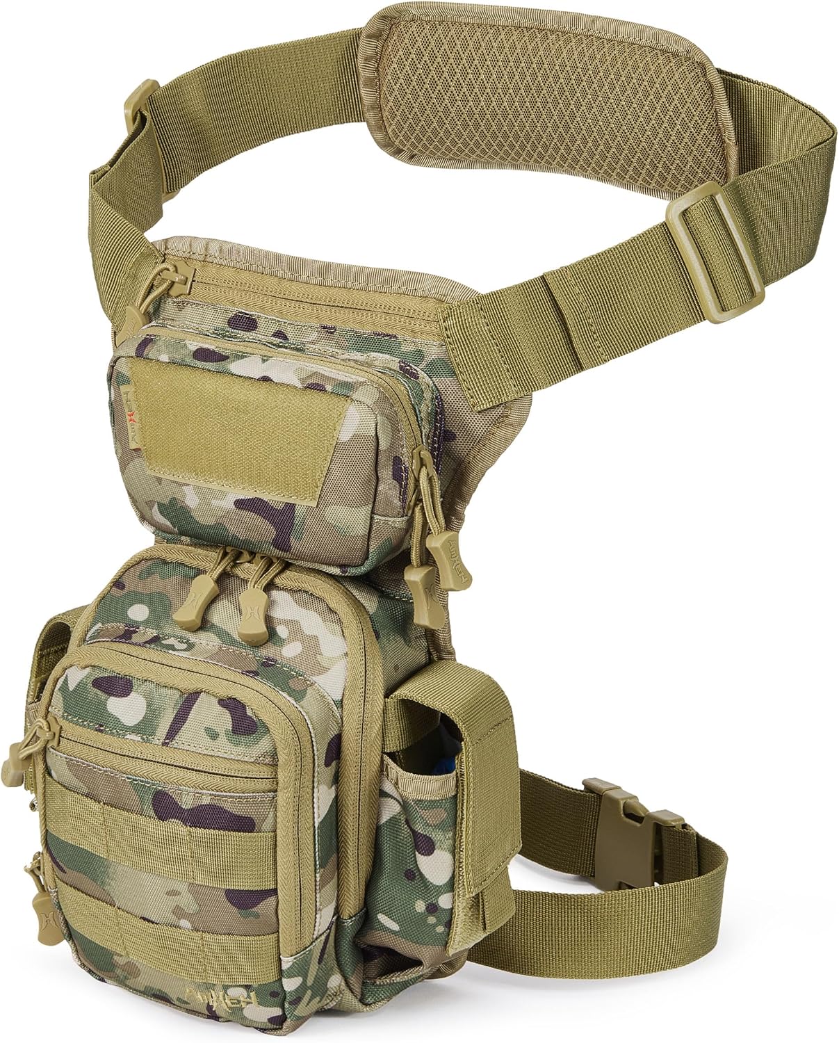 4.5L Tactical Thigh Bag - Military Drop Leg Pack for Motorcycle, Hiking, Outdoor - Fits Waists Up to 59 Inches Camo