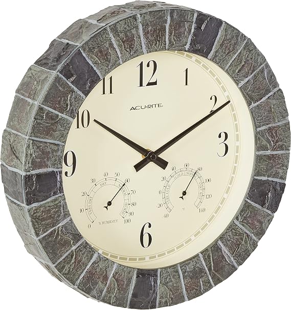 AcuRite (02418MC) 14" Faux-Slate Indoor/Outdoor Wall Clock