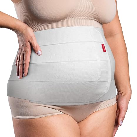 ORTONYX 12" Wide Abdominal Binder for Men & Women Belly Compression Wrap | All-Over Hook-and-Loop Adjustment. Post Surgery, Postpartum, C-Section, Hospital Grade Belly Band. Stomach Support Belt.