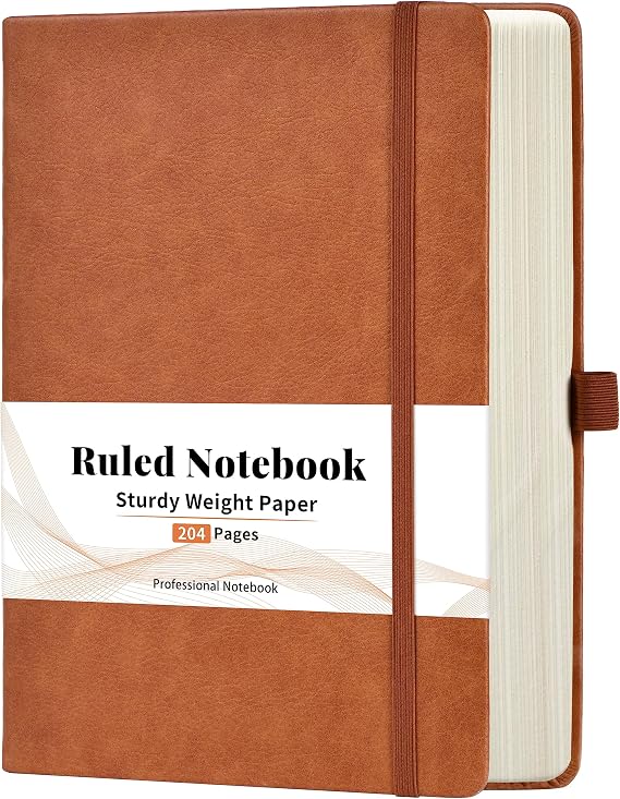 Artfan Notebook Journal, The Notebook with 204 Numbered Pages, 5.8" x 8.4", Journals for Writing with Thick Paper, Leather Journal with Inner Pocket, Page Dividers, Banded, Hardcover, Lined - Brown