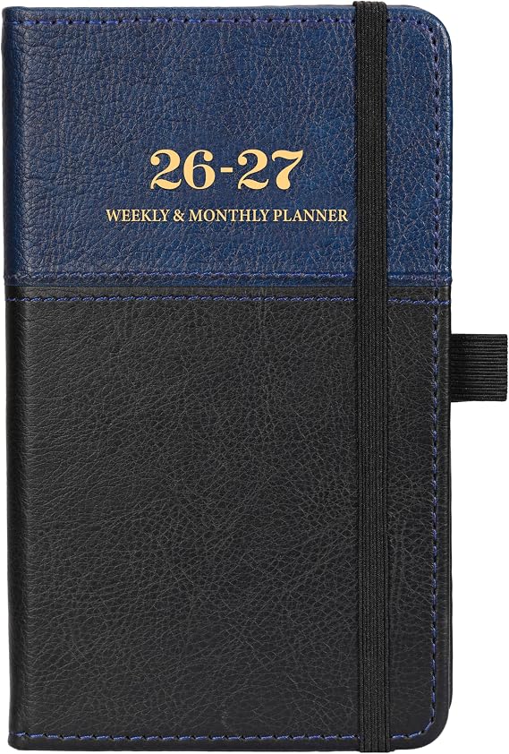 Pocket Calendar 2026-2027 - Pocket Calendar Planner from July 2026 to June 2027, Weekly Monthly Planner for Purse with Elastic Closure, Inner Pocket, 6.4'' x 3.8''