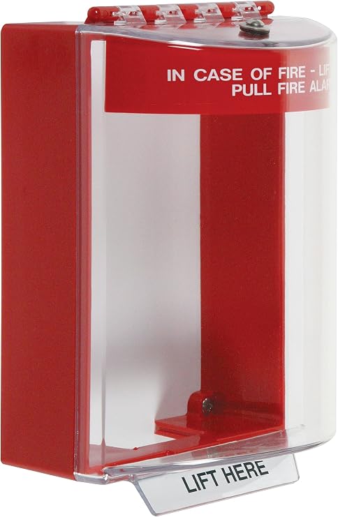 Safety Technology International, Inc. STI-13220FR Universal Stopper with Horn, Surface Mount and Fire Label, Indoor/Outdoor Polycarbonate Protective Cover for Pull Stations or Call Points