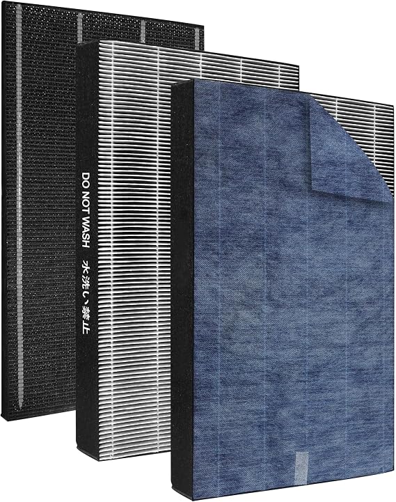 KC850U Replacement Filter Compatible With Sharp KC-850U Air Purifier, Part # FZ-C100HFU, With 2 HEPA filters and 1 FZ-C100DFU Activated carbon filter
