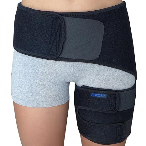 ROXOFIT Hip Brace for Sciatica Pain Relief - Thigh, Hamstring, Groin, Pull Wrap - Compression Support Stabilizer for Sciatic Nerve, SI Joint, Bursitis - Sleeve Men, Women