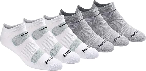 Saucony Men's RunDry Mesh Ventilating Comfort Fit Performance No-Show Socks, Available in M-XXL (6, 12, 18 Pairs)