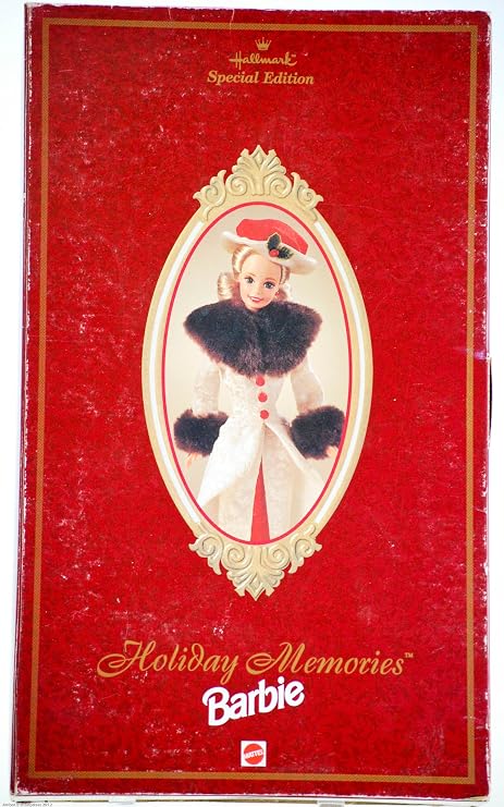 Barbie Year 1995 Hallmark Special Edition 12 Inch Doll - Holiday Memories Barbie with Red Satin Dress, Flocked Coat with "Faux Fur" Collar and Sleeves, Hat, Earrings, Handring and Boots