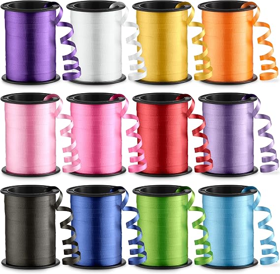Curling Ribbon for Gift Wrapping (12 Rolls) Balloon Ribbon Assorted Colors